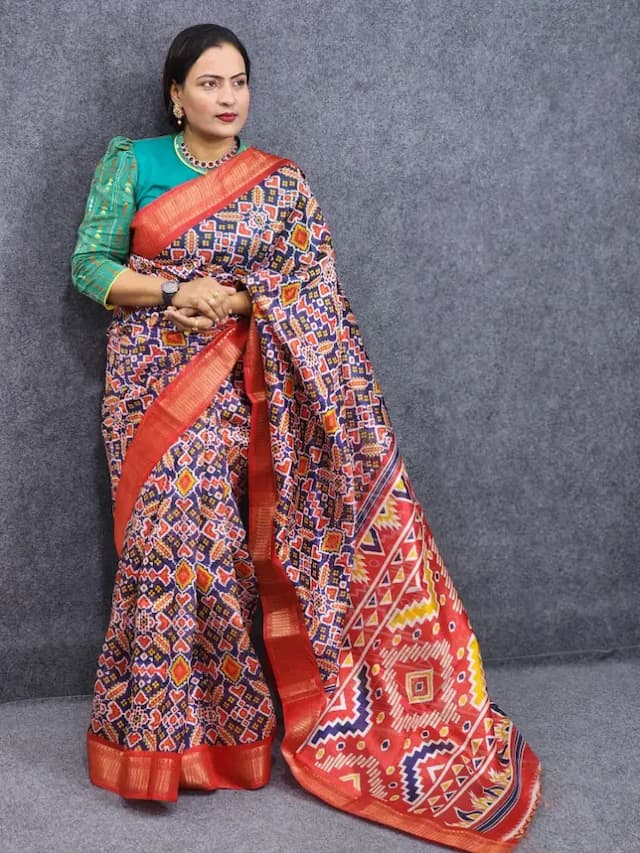 Blue Silk Saree Digital Print Best for gifting
