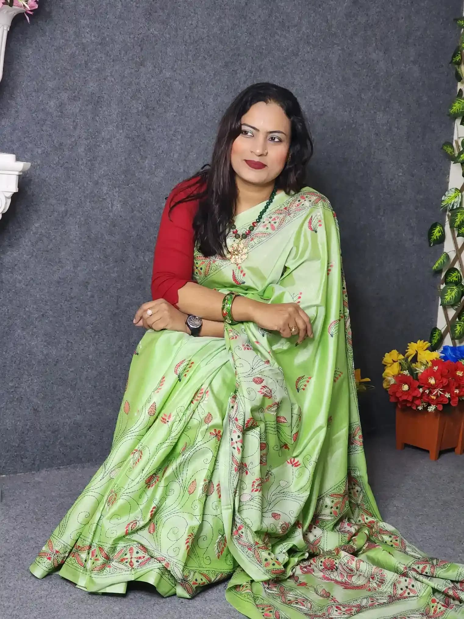 Exclusive Light Lemon Color Silk Saree 3