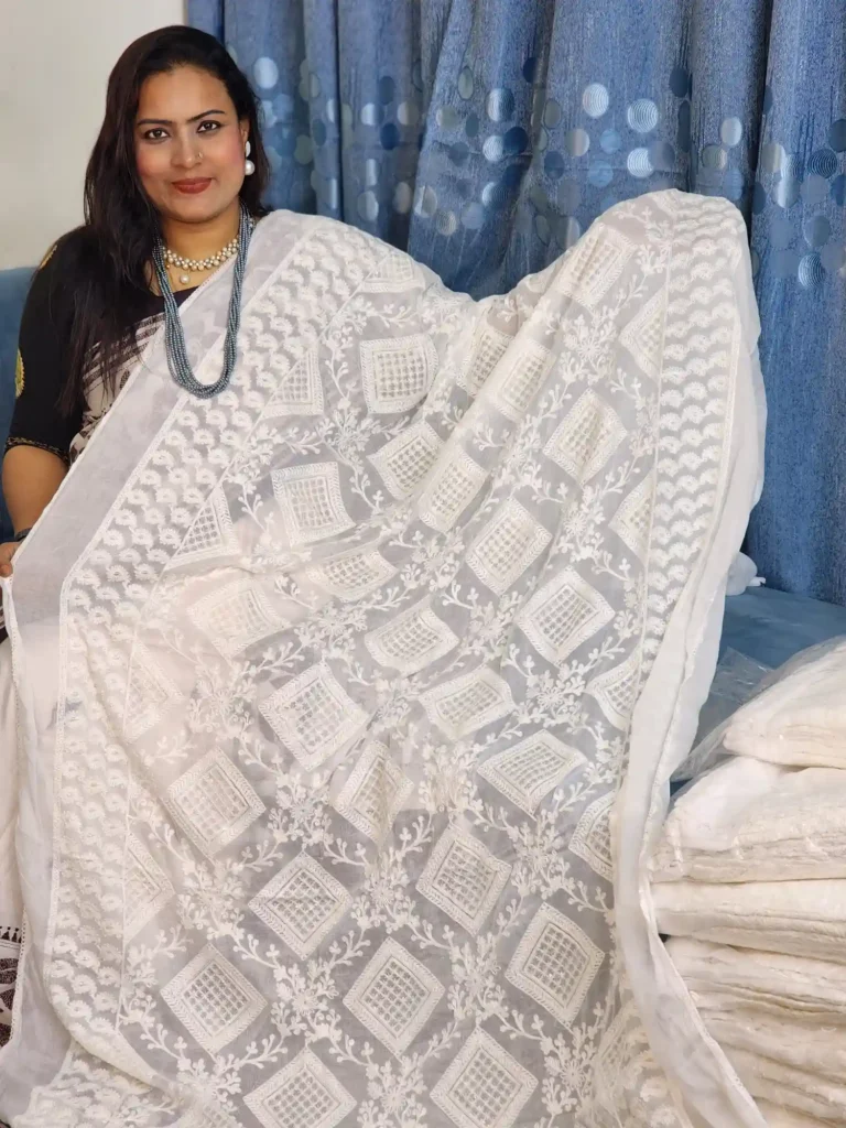 Elegant Pure White Handloom Cotton Dupatta for Women – Stylish with Love