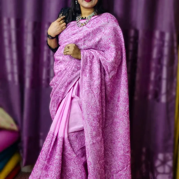Lux-Pink cotton saree online, buy cotton saree in Bangladesh, pure cotton handloom saree, daily wear saree, Magenta summer saree, bengali cotton sari, cotton saree shop dhaka, lightweight saree for women, soft cotton saree bangladesh