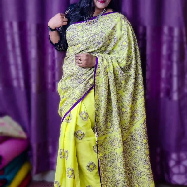 Lemon-Green cotton saree online, buy cotton saree in Bangladesh, pure cotton handloom saree, daily wear saree, Magenta summer saree, bengali cotton sari, cotton saree shop dhaka, lightweight saree for women, soft cotton saree bangladesh