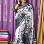 black and white saree crafted from soft silk tradition-AR Unique