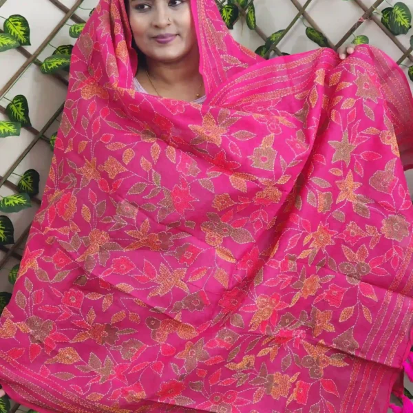 Cotton Hand Embroidery Dupatta – Elegant Red Collection