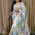 White Pure Silk Multicolor Hand-Stitched Kantha Saree Radiant Heritage