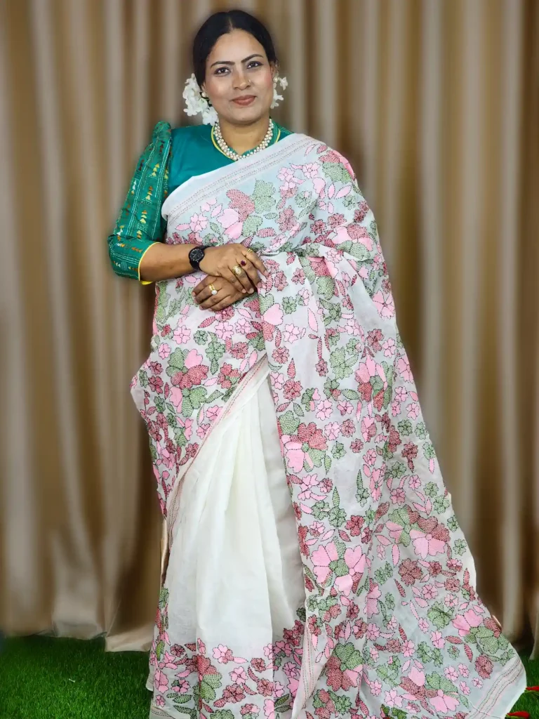 Buy Elegant White Handwoven Cotton Saree Online – Pure Cotton, Lightweight & Comfortable