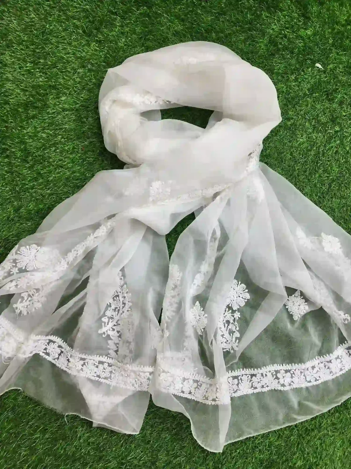 Pure Moslin White Dupatta