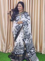 Black and White Saree Crafted from Silk By AR Unique