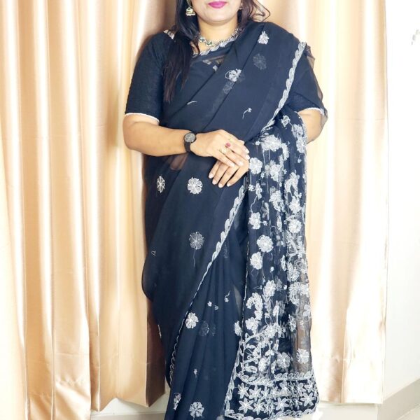 Exclusive Black Pure Silk Saree-Bd