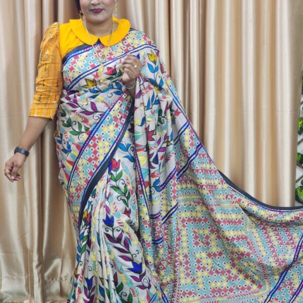 Rajshahi Silk Saree With Hand Embrodery Also Die Spry-Elegance BD
