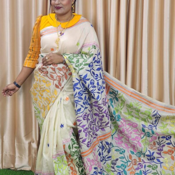 Pure Tossor Kantha Work Designer Saree-AR Unique