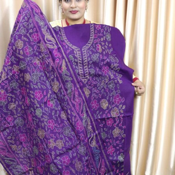 Purple Kantha Work Cotton Dress  – 2 pec