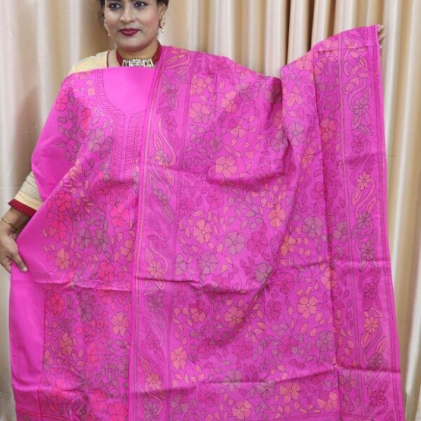 Pink Cotton Unstitched Dress- Bd