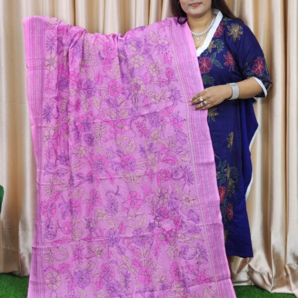 হাতের কাজের বেগুনি সুতি ওড়না -Bd