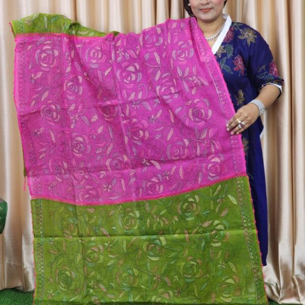 Dual Shade (Green & Pink) Cotton Orna-Bd