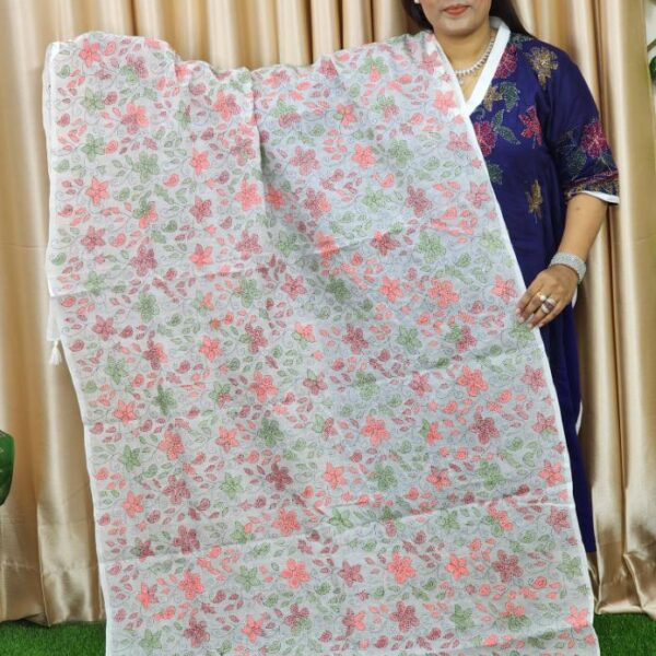 Exclusive Cotton Kantha Dupatta-Off White