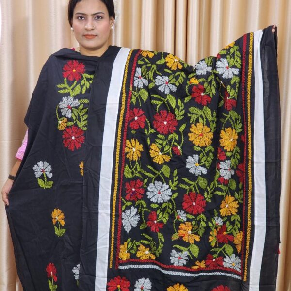 Black Handwoven Cotton Unstitch Dress-AR Unique
