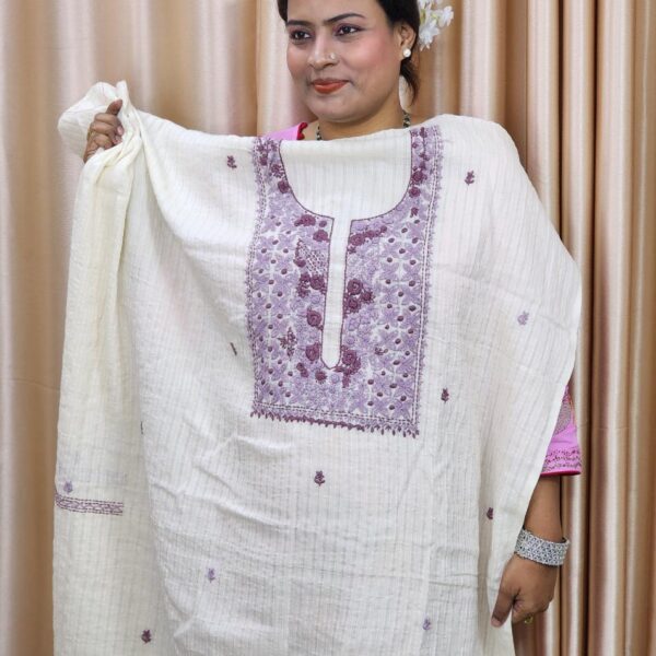 Exclusive Cotton Unstitched Dress-Off White