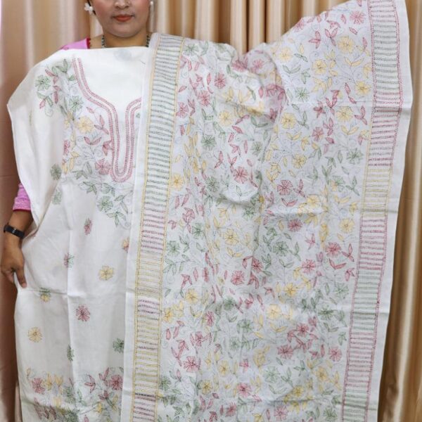 Premium Cotton Unstitched Dress-Off White