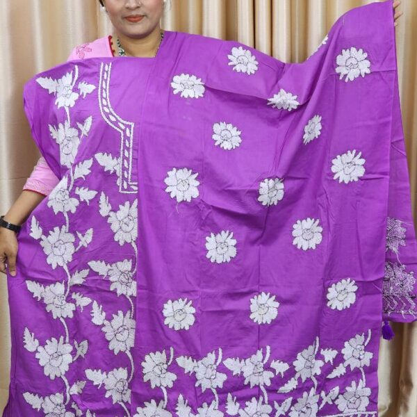 Elegant Purple Handwoven Cotton Unstitch Dress-AR Unique