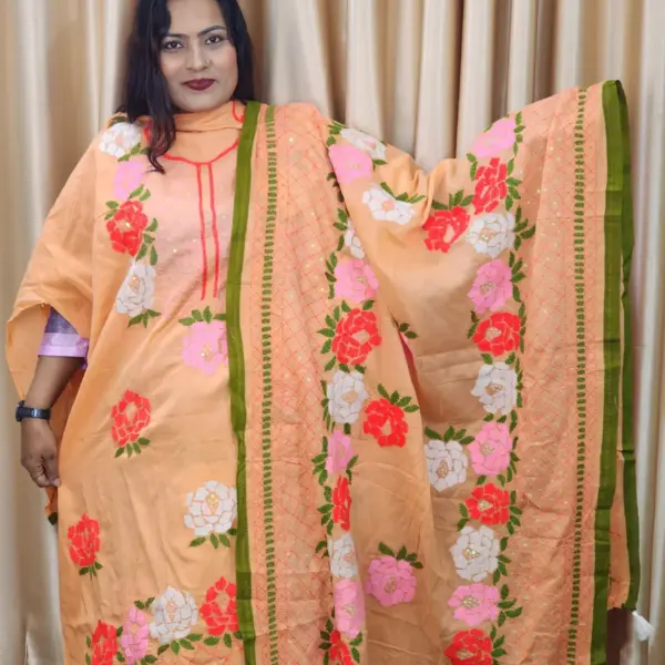 Bexy Cotton Dress With Hand Stitch -Colour Bangi