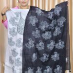 হাতের কাজের সাদা কালো সুতি ড্রেস