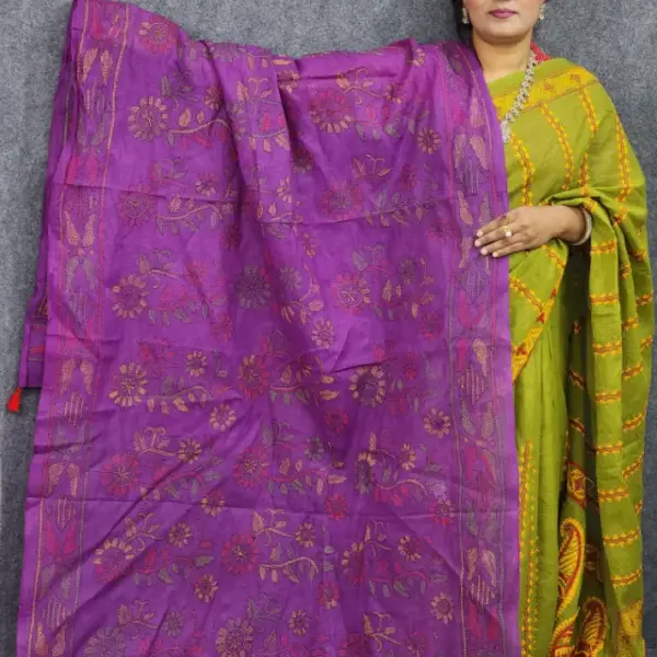 Beguni Ronger Cotton Orna With Kantha Work