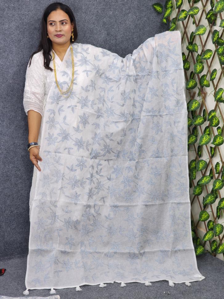 Pure cotton white orna – a perfect gift for elders