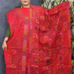 হাতের কাজের লাল রঙের সুতি ড্রেস