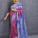 Batik Jam Colour Silk Saree