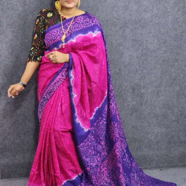 Batik Magenta Colour Saree