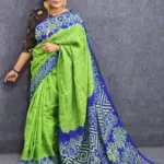 Parod Green Batik Silk Saree