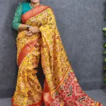 Yellow Silk Saree Digital Print