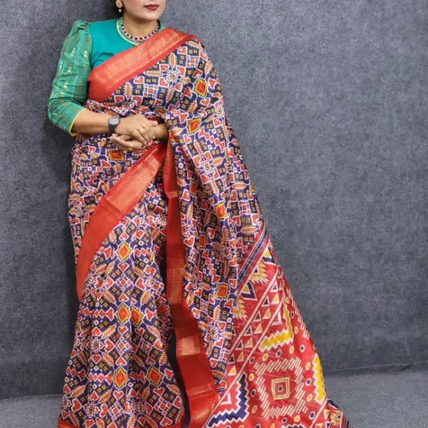 Blue Silk Saree Digital Print Best for gifting