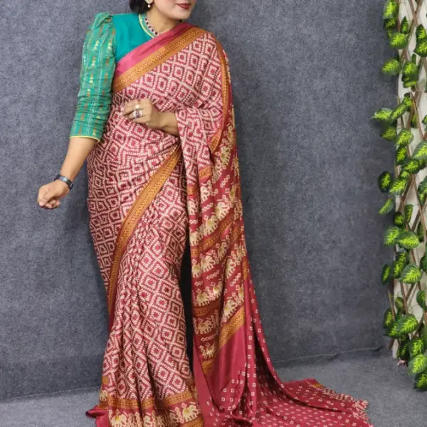 Wine Color Weight Less Silk Saree Best for gifting