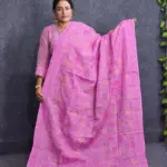 হাতের কাজের গোলাপি সুতি ওড়না