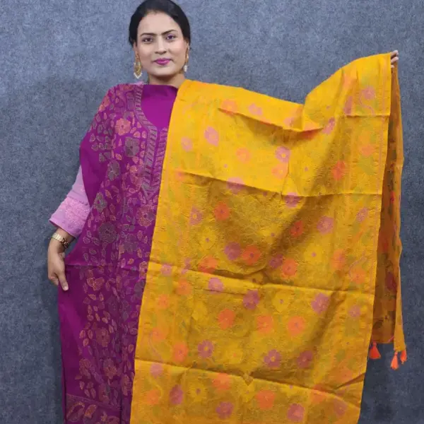 দুই শেডের হাতের কাজ করা কামিজ আর ওড়না