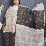 হাতের কাজের সাদা কালো সুতি ড্রেস