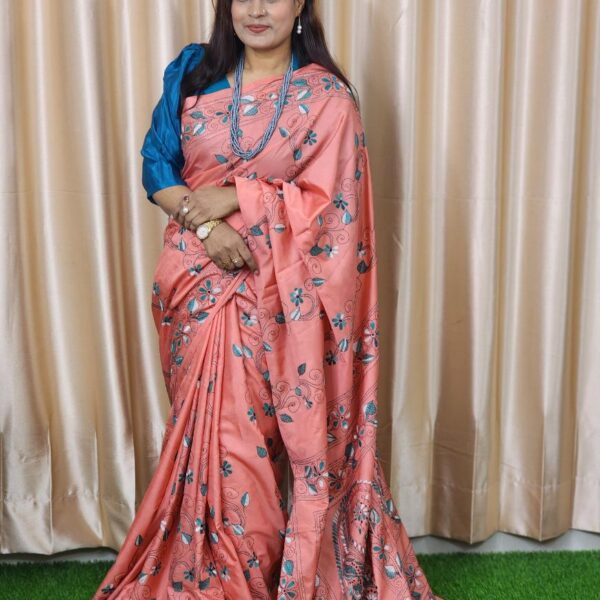 Kanth Work Silk Saree- Bangi Color