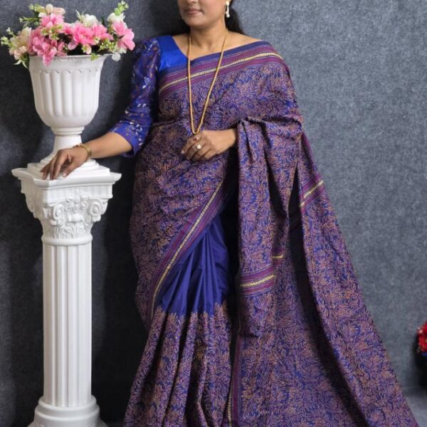 Dirk Blue Silk Saree