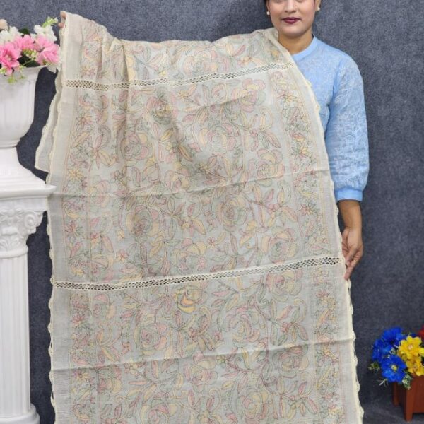 White Multi Color Hand Embroidery Orna