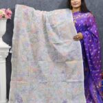 সাদা ওড়না মাল্টি  রঙের হাতের কাজের