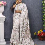 সাদা রঙের সিল্ক শাড়ি