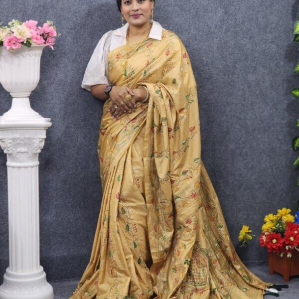 Golden Color Silk Saree Very Impressive Color