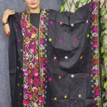 হাতের কাজের কালো রঙের সুতি আনস্টিচ ড্রেস