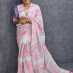 হাতের কাজের সুতি সাদা শাড়ী ডিজাইন রিভার্স