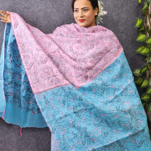 আকাশি ও পিংক শেড সুতি ওড়না