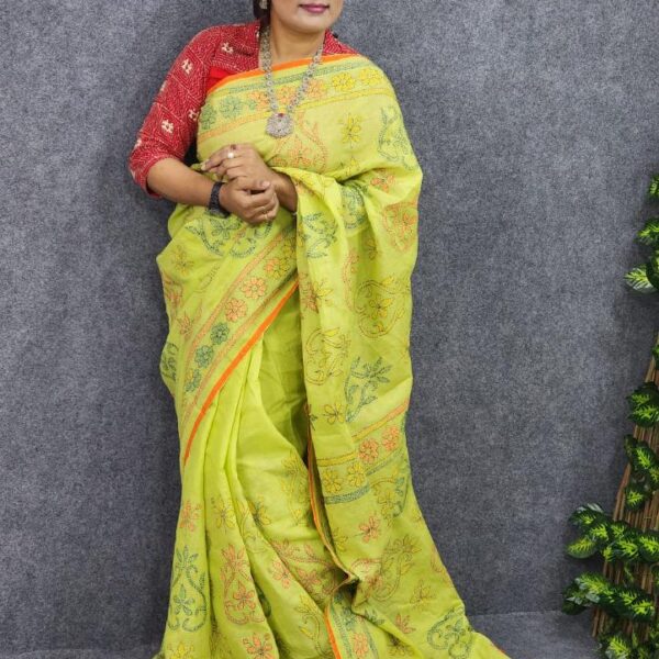 হাতের কাজের সুতি শাড়ী ডিজাইন বিডি শপ