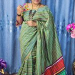 তাঁতের তৈরি গামছা শাড়ী-সবুজ