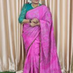Deep Pink Suti Saree Hater Kajer
