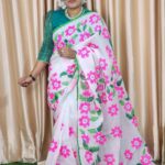 Sada hater Kajer Surti Saree